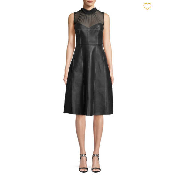 💕BCBGMaxAzria💕 Faux Leather Bustier Top Dress - Picture 2 of 7